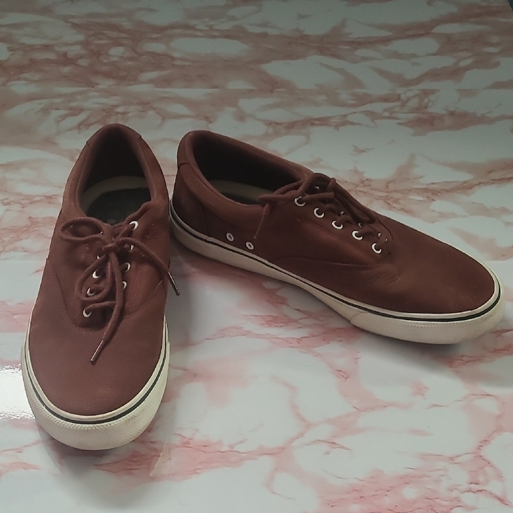 EUC Sperry Top-Sider Striper II CVO Washable Burgundy Sneaker Sz 12